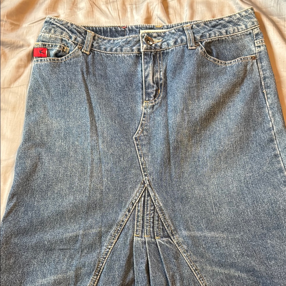 Karma Size 5 Denim Blue Jean Flared Maxi Skirt/Mermaid Skirt